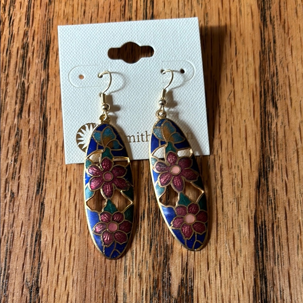 Blue and Pink Floral Earrings